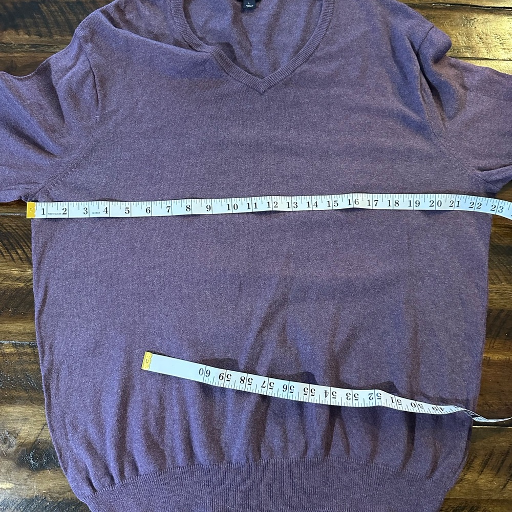 J Crew Cotton Cashmere Sweater Purple V Neck Lightweight Knit Pullover Large - Picture 5 of 8